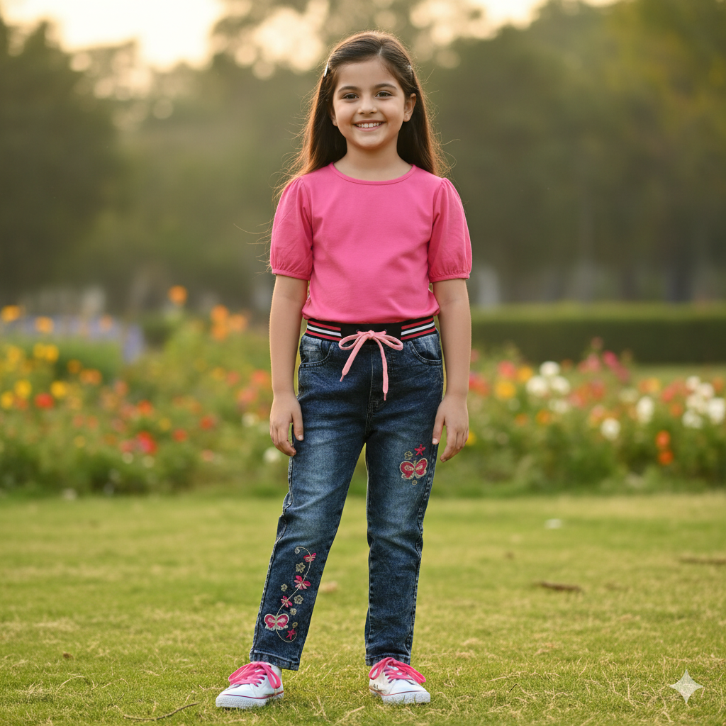 Girls Embroidered Design Jeans – JN-0129