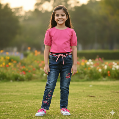 Girls Embroidered Design Jeans – JN-0129