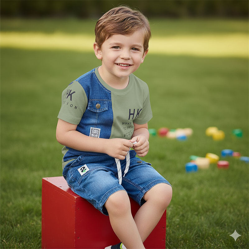 Toddlers T-Shirt & Denim Shorts Suit – TD-0121