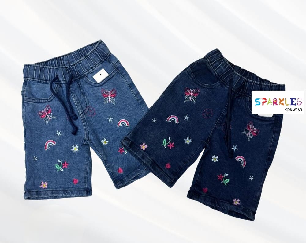 Girls Embroidered Rainbow Denim Shorts – GS-0059