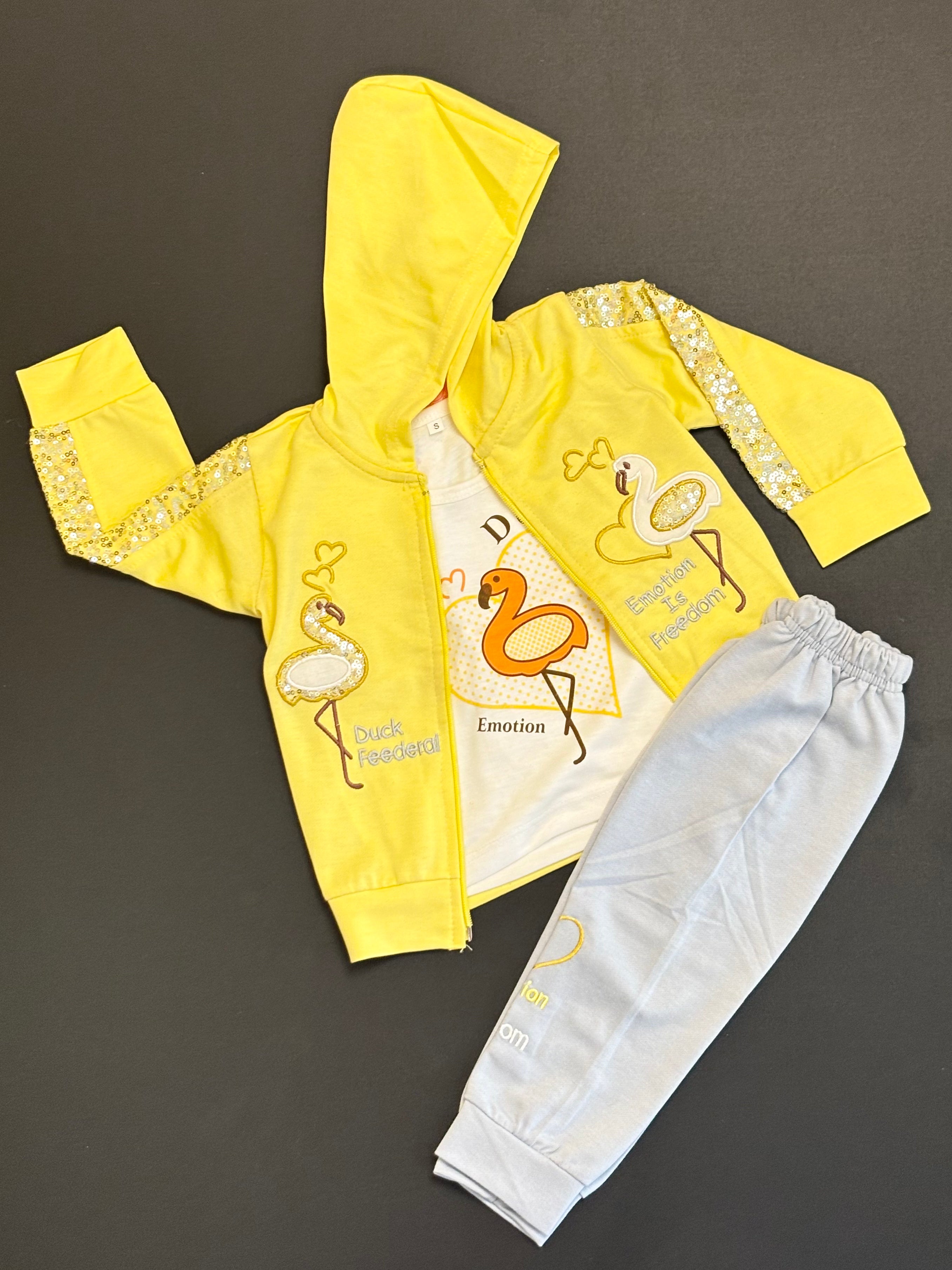 Girls Wear Fancy 3pcs Suit – T-Shirt & Trouser Set – GW-0095