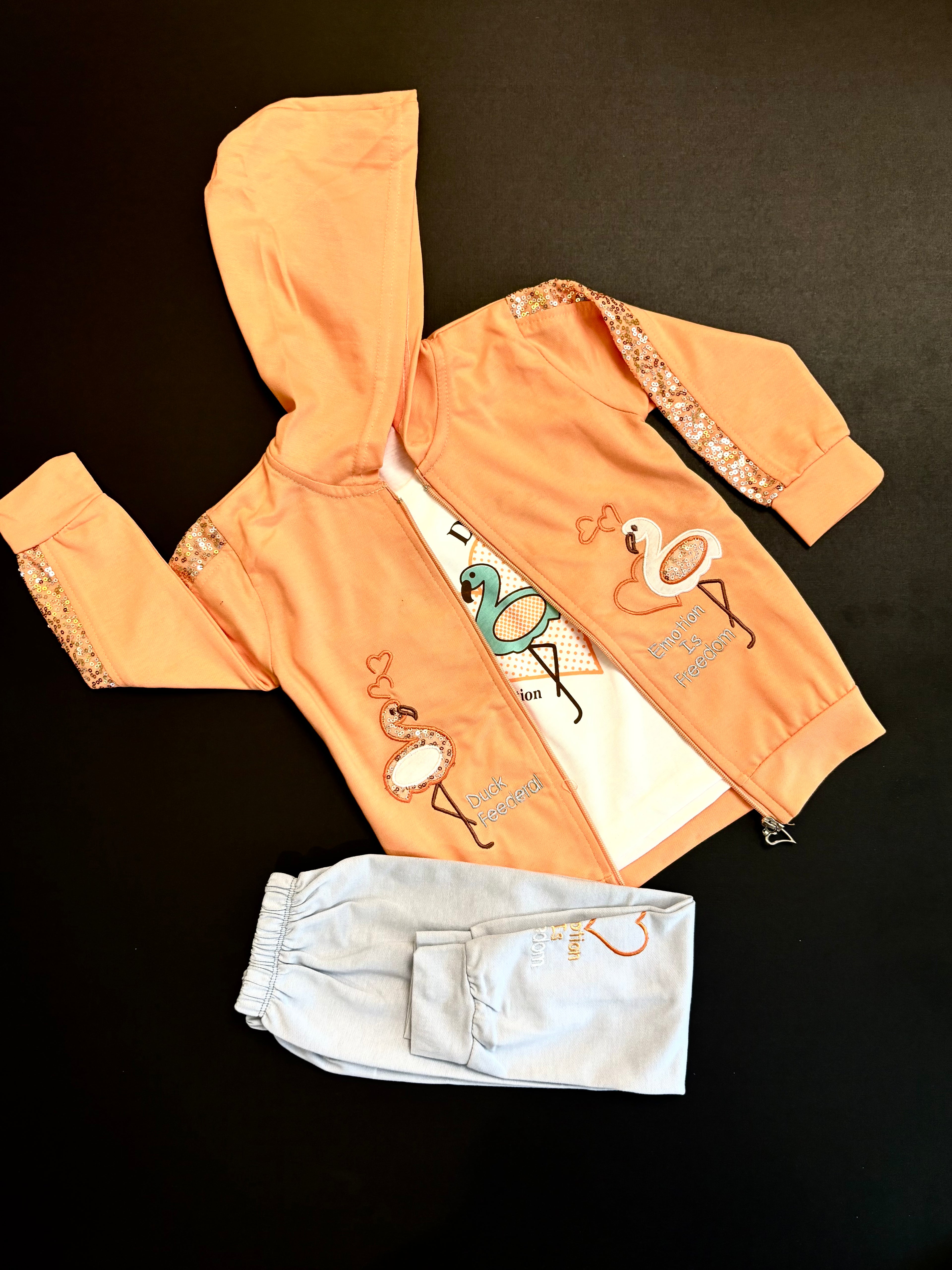 Girls Wear Fancy 3pcs Suit – T-Shirt & Trouser Set – GW-0095