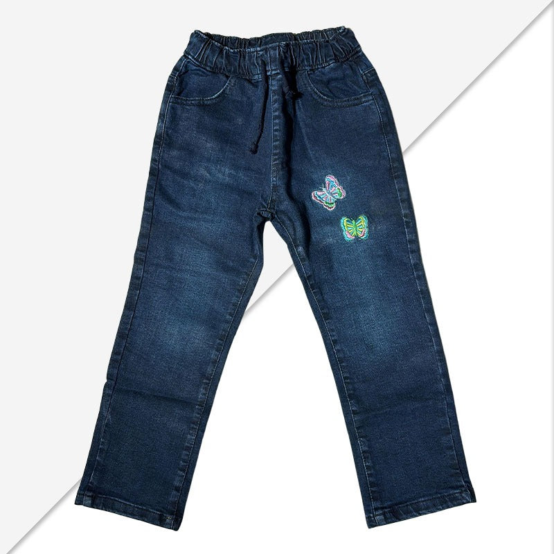 Girls Denim Jeans Butterfly Embroidery – JN-0015