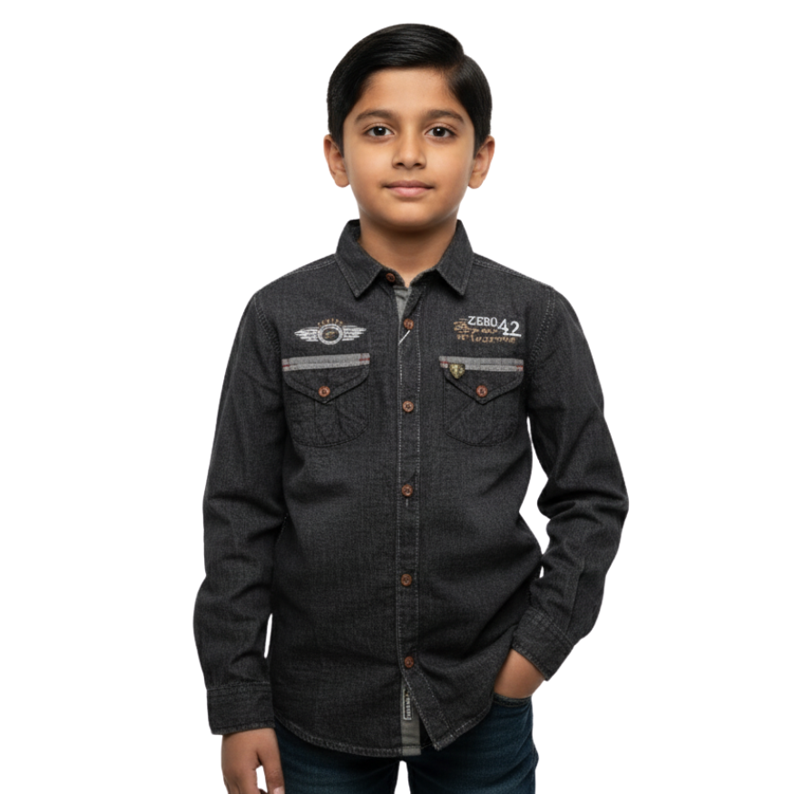 Boys Black Denim Shirt – ST-0211