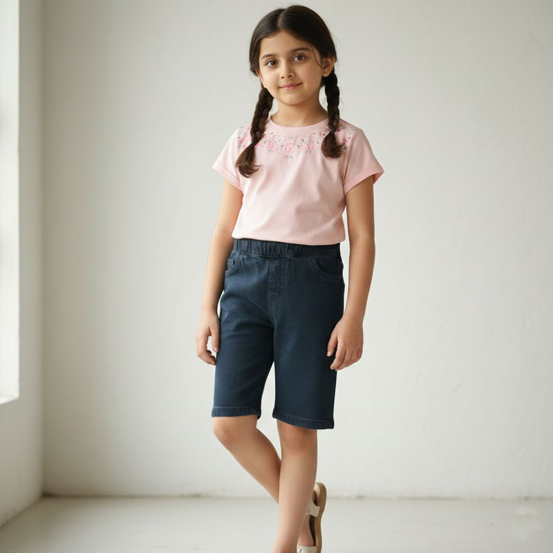 Kids Plain Soft Denim Shorts – KS-0005