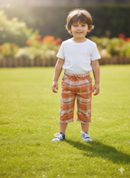 Kids Check Cotton 3Q Shorts – KS-0004