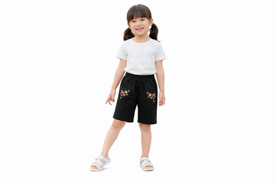 Embroidered Denim Black Girls Shorts – GS-0048