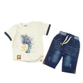 Toddlers Fancy Suit – White T-Shirt with Denim Shorts – TD-0055