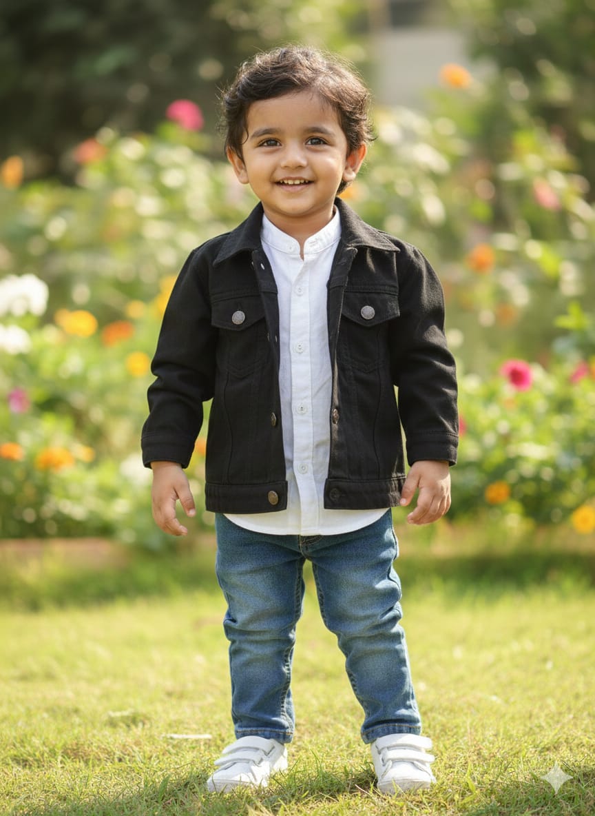 Kids Denim Black Jacket DJ-0291