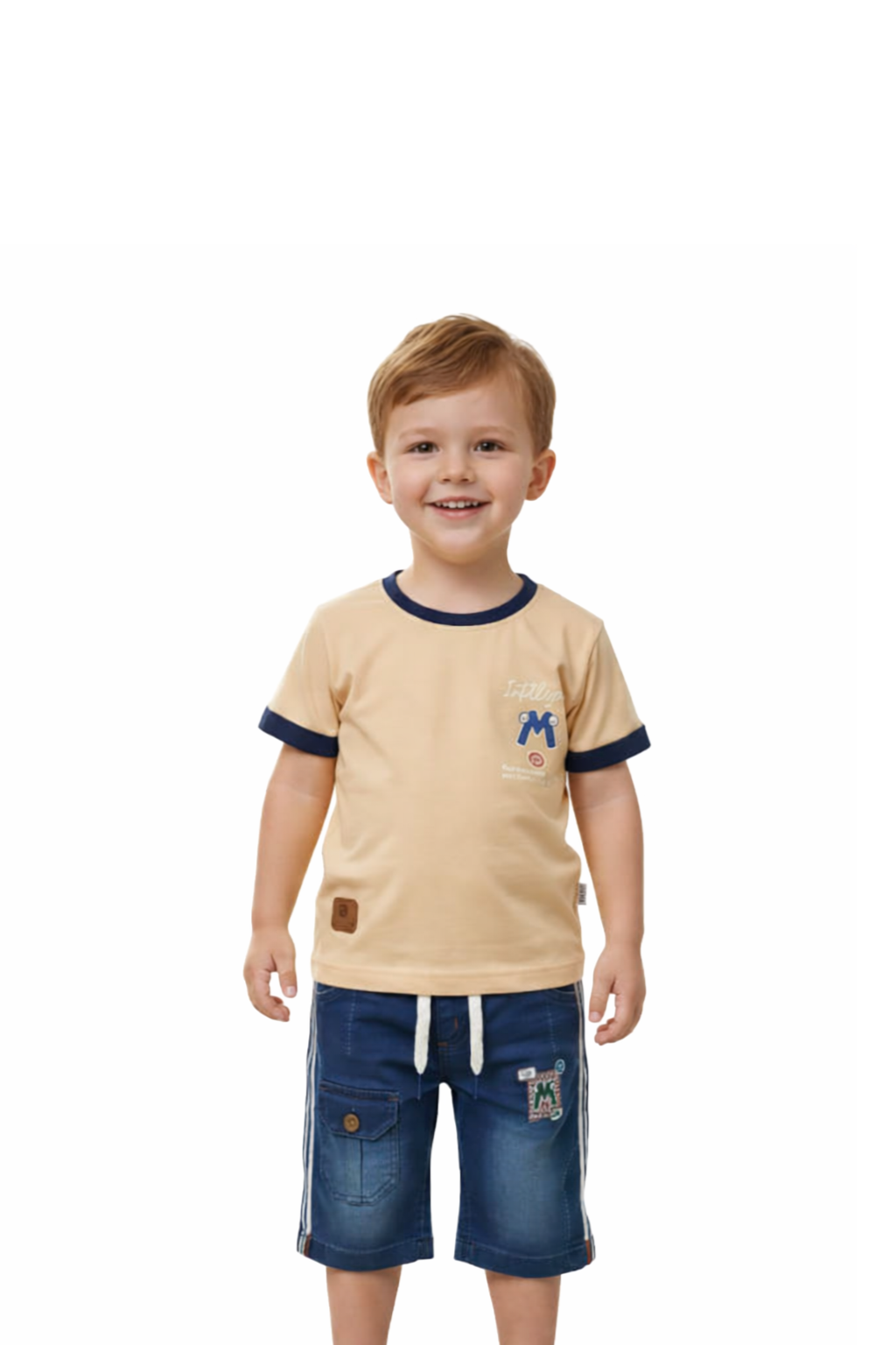 Toddlers Fancy Suit – Printed T-Shirt & Shorts Set – TD-0054