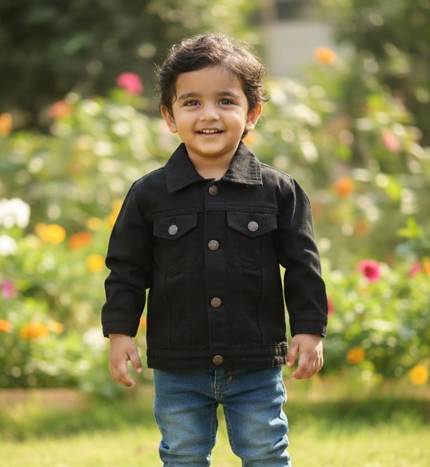 Kids Denim Black Jacket DJ-0291