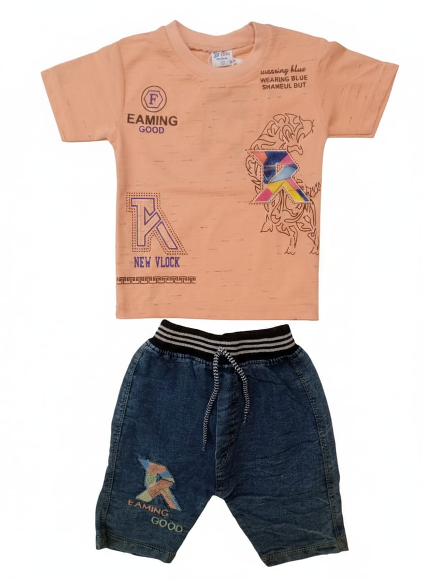 Toddlers Suits With Denim Shorts TD-0189