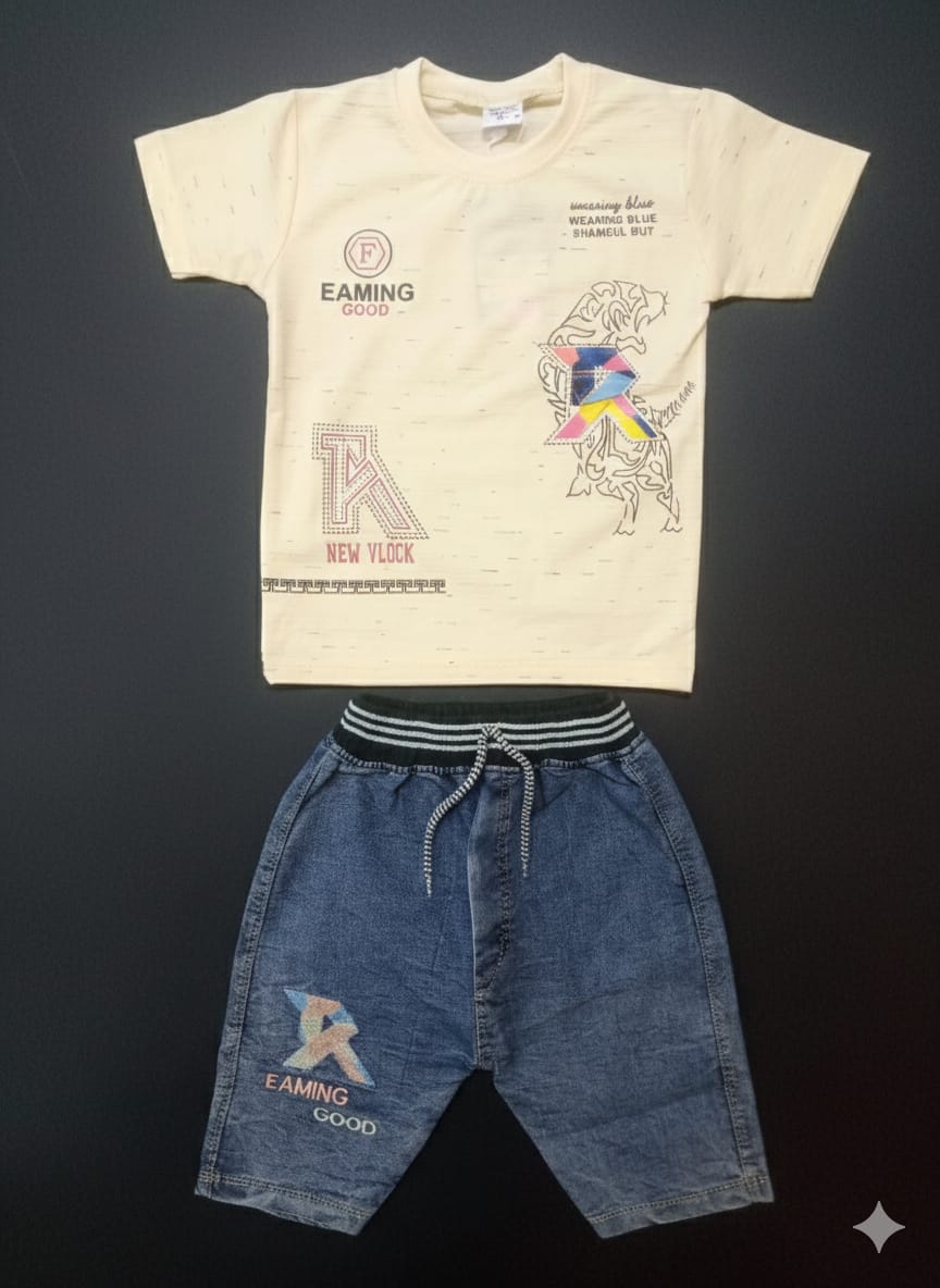 Toddlers Suits With Denim Shorts TD-0189