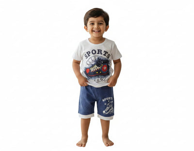 Toddlers Suit – Sports Design in White – TD-0029