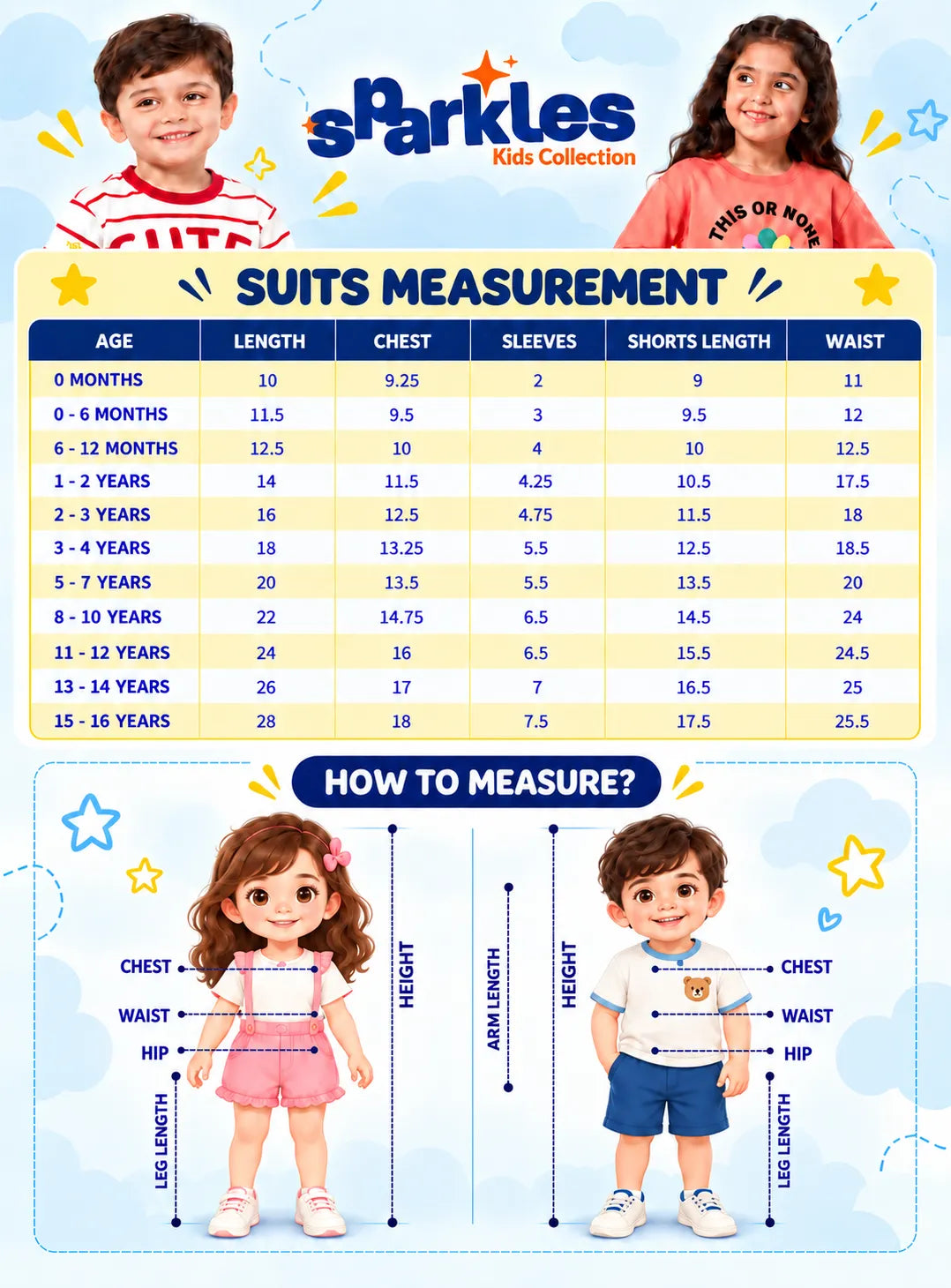 Product size chart